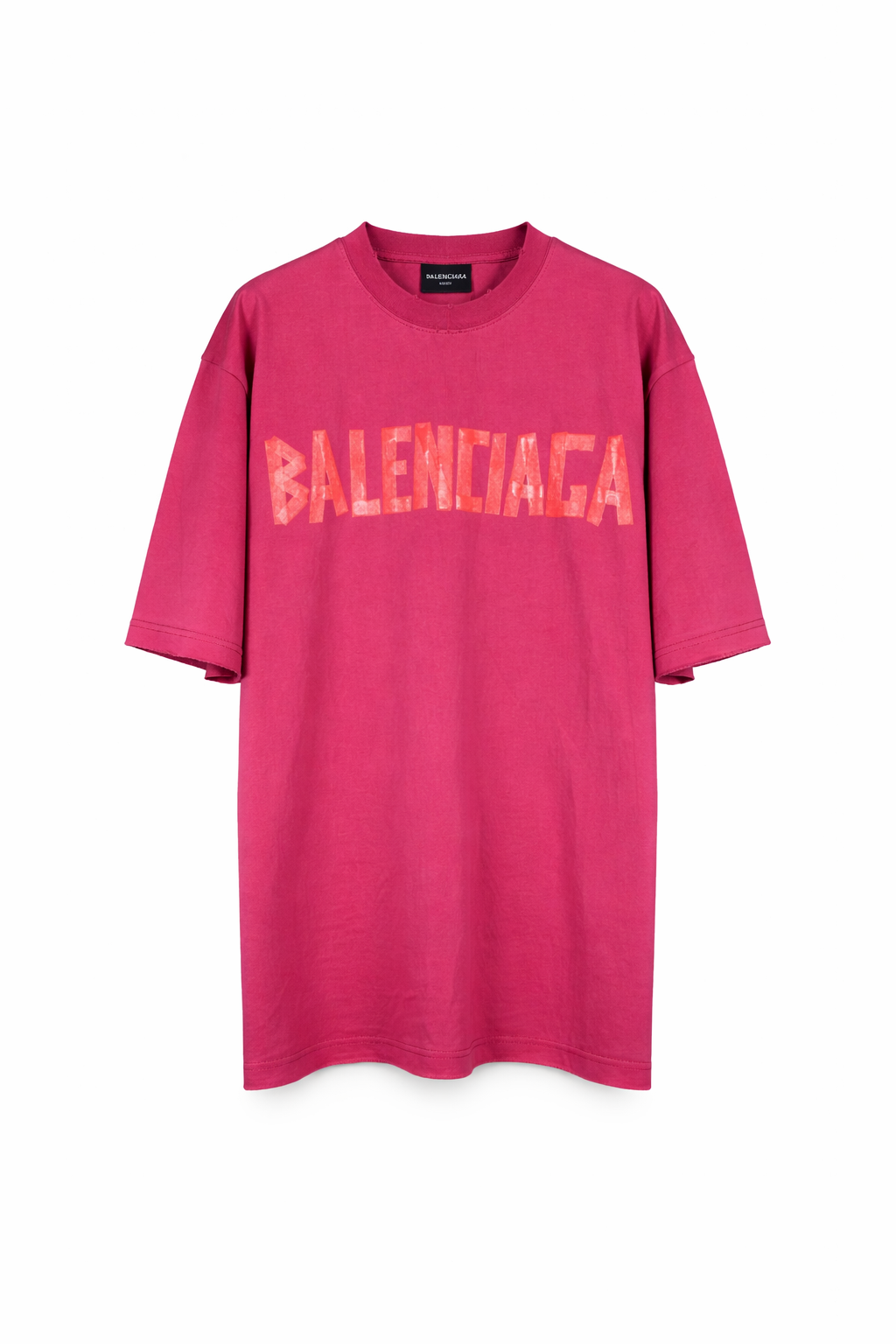 T-Shirt Balenciaga Logo Oversize - Rosa/Nero/Beige