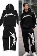 Tuta Completa Nera con Logo Bianco - Felpa e Pantaloni