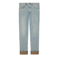 Jeans Risvolto GG Monogram Beige - Azzurro