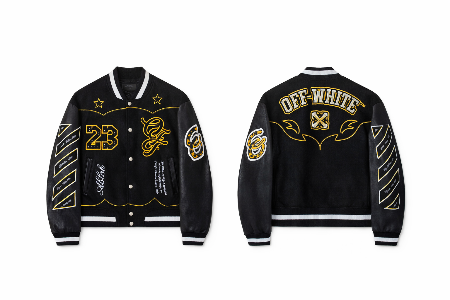 Giacca Varsity Off-White Ricami Oro 23