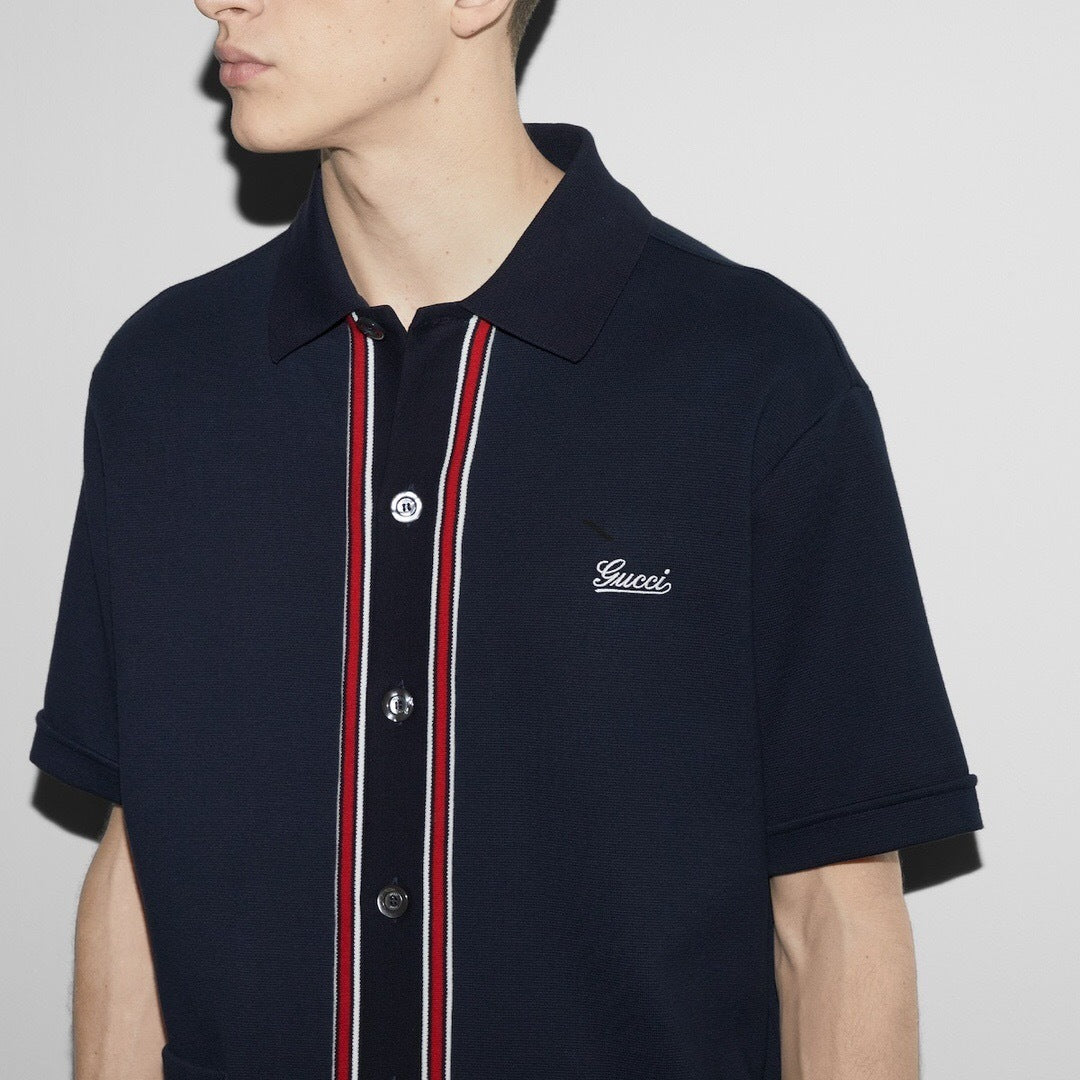 Camicia  Righe Rosse Bianche Nere - Blu Navy