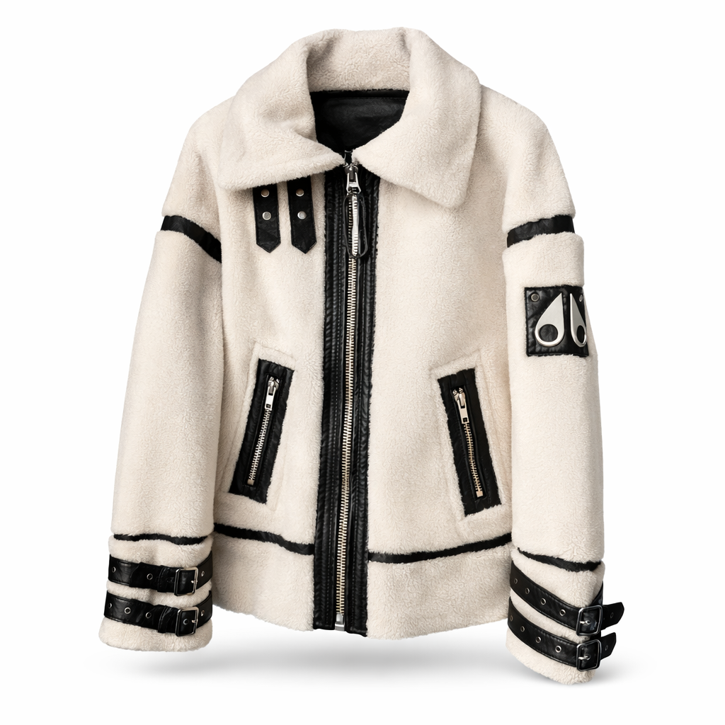 Giacca Aviatore Moose Knuckles Montone - Bianco/Nero