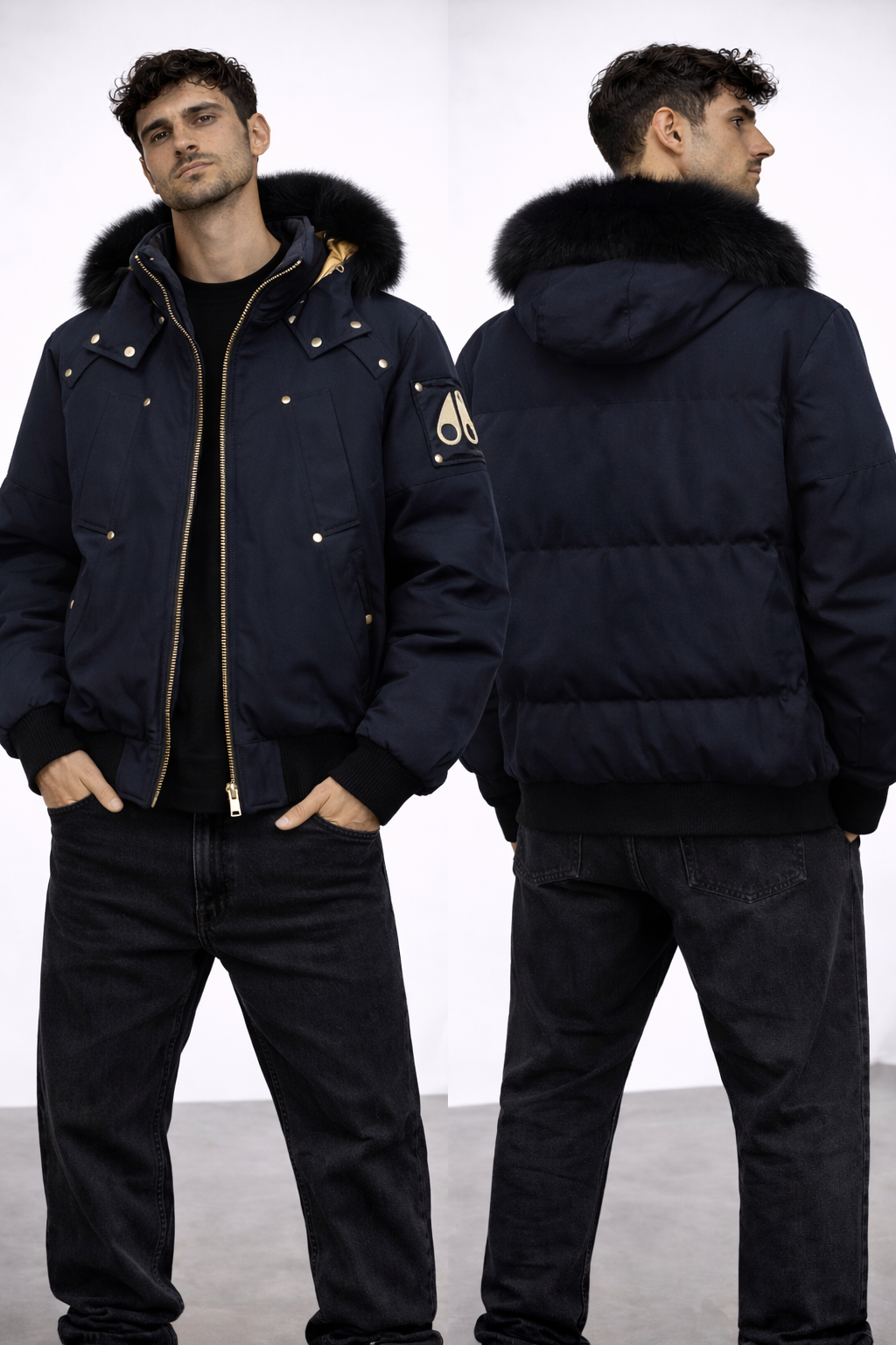 Giubbotto Bomber Moose Knuckles Pelliccia - Blu Navy