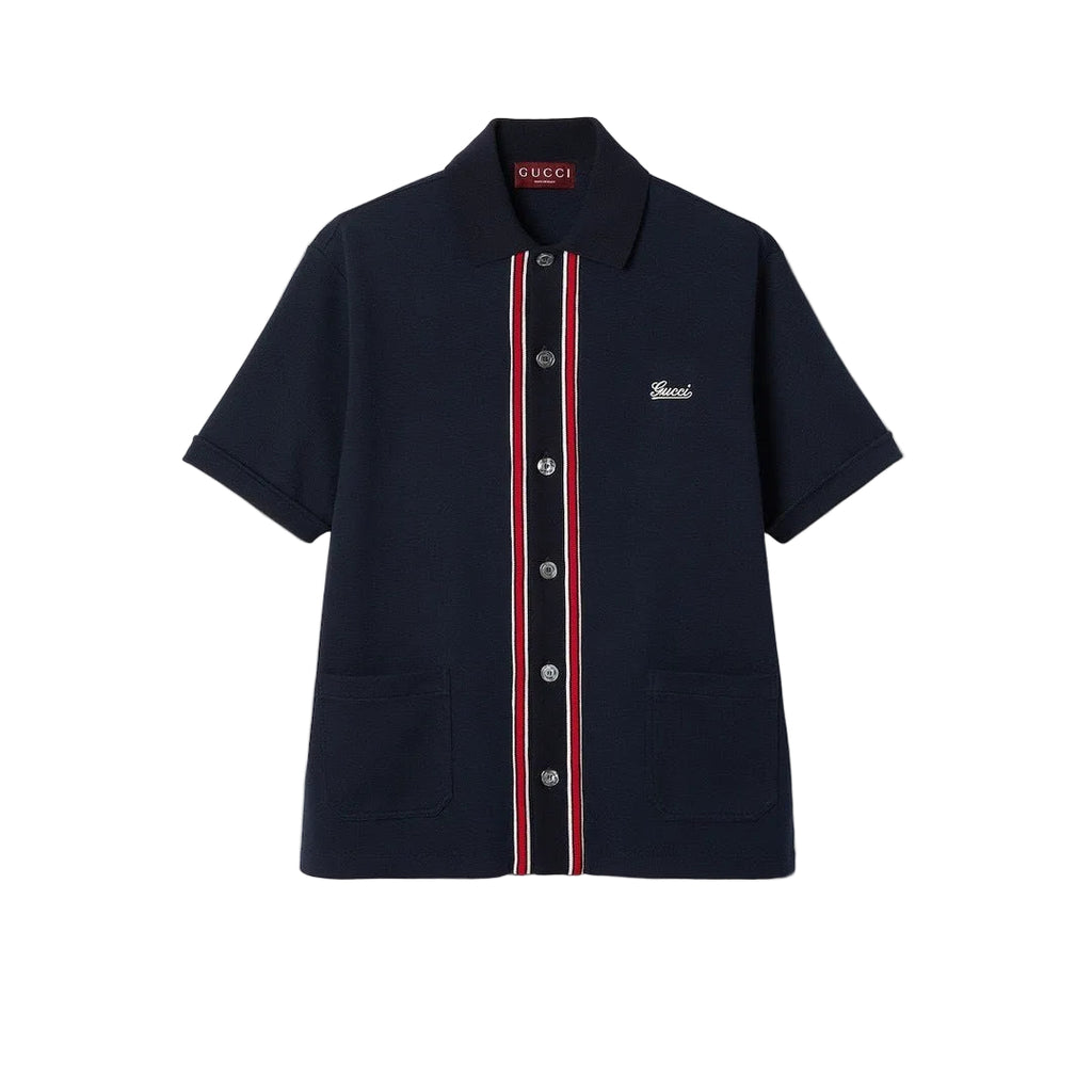 Camicia  Righe Rosse Bianche Nere - Blu Navy