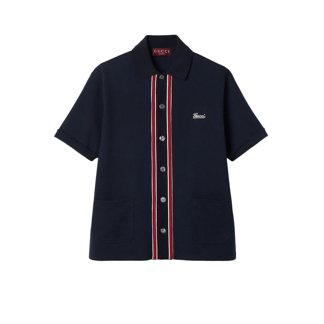 Camicia  Righe Rosse Bianche Nere - Blu Navy