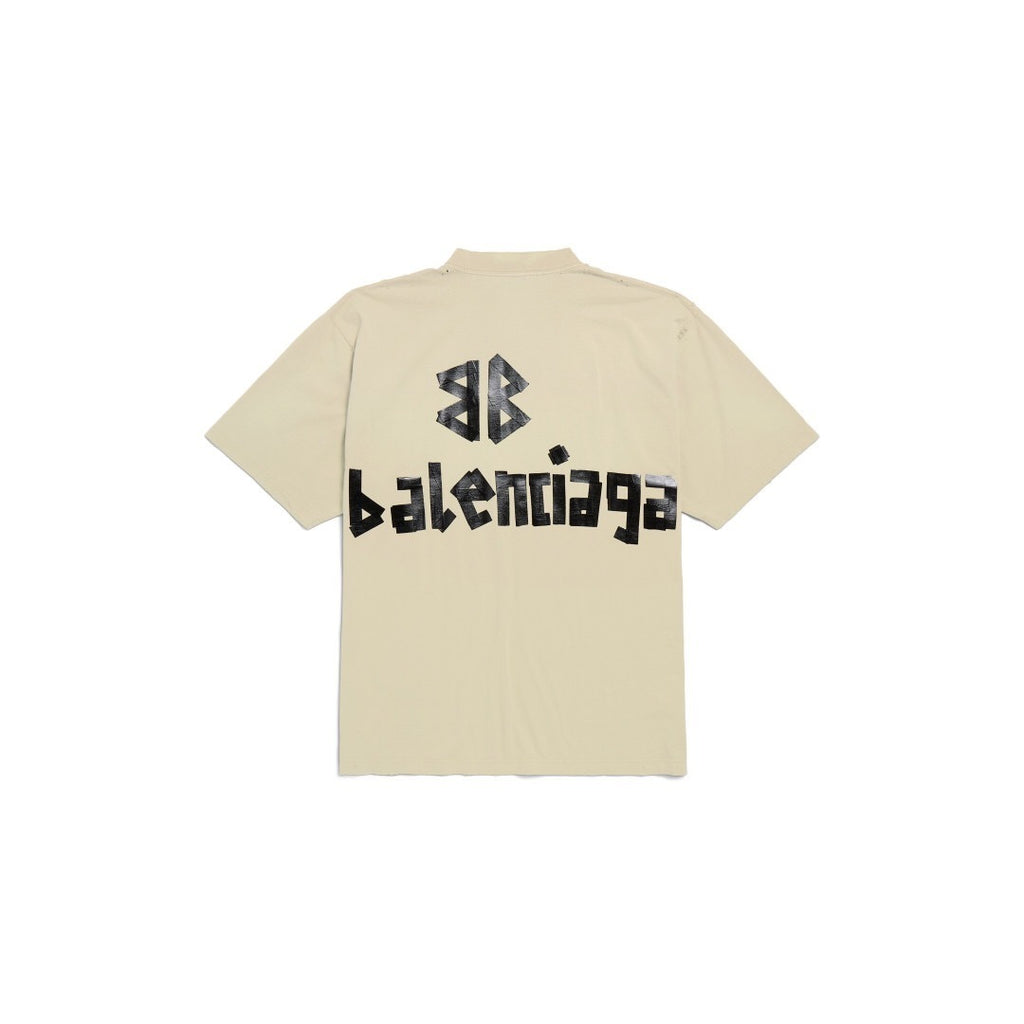 T-shirt Balenciaga Logo Distressed Beige