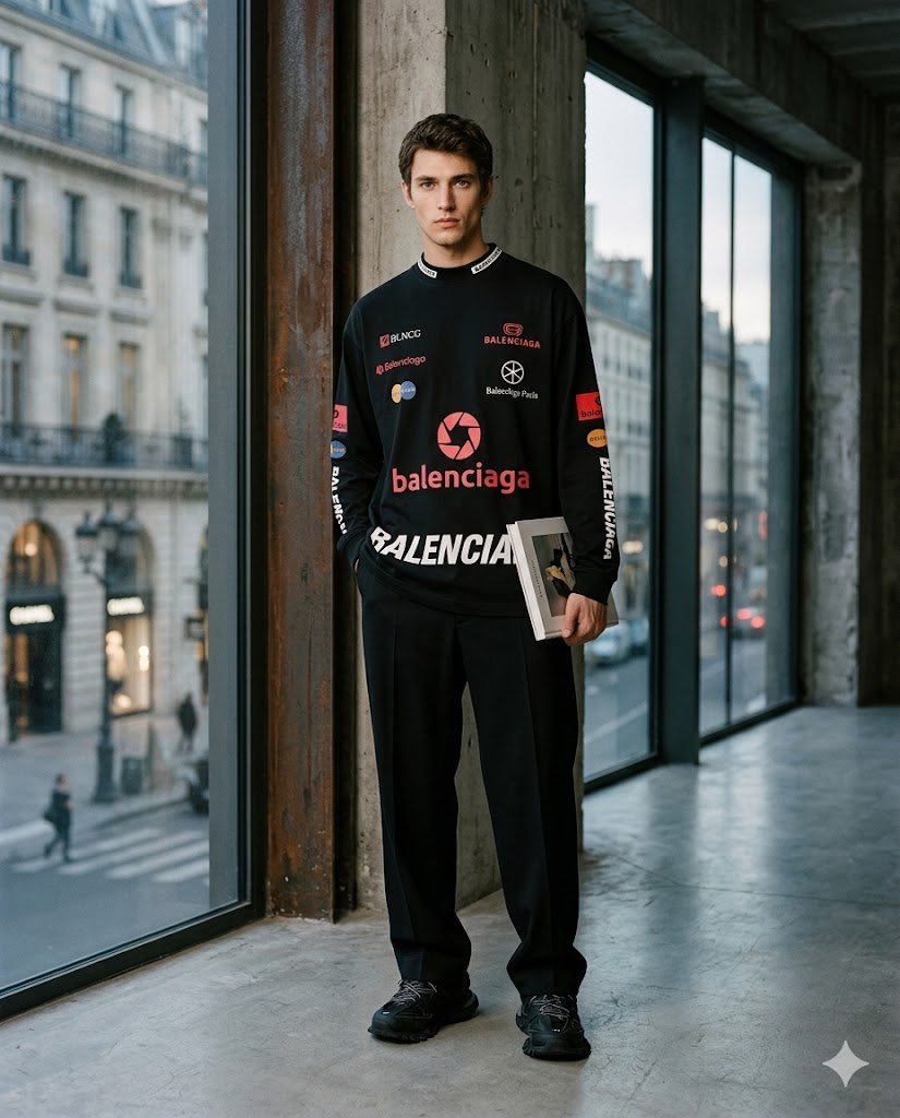 Felpa Balenciaga Multi Logo - Manica Lunga Streetwear