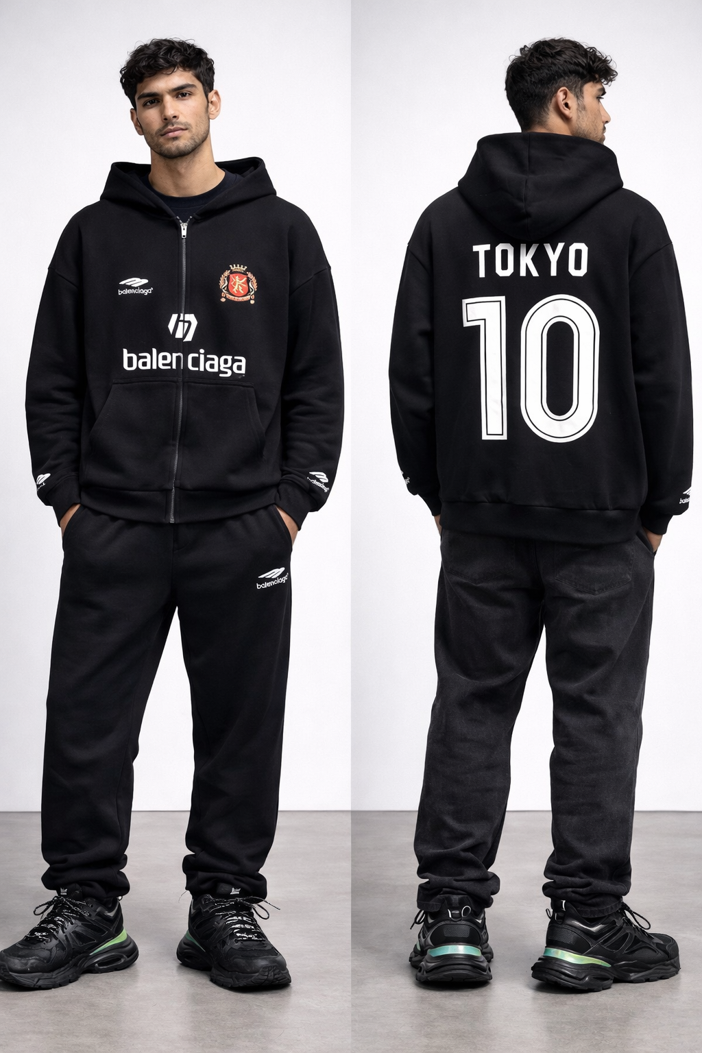 Felpa Balenciaga con Cappuccio Tokyo 10 - Nero