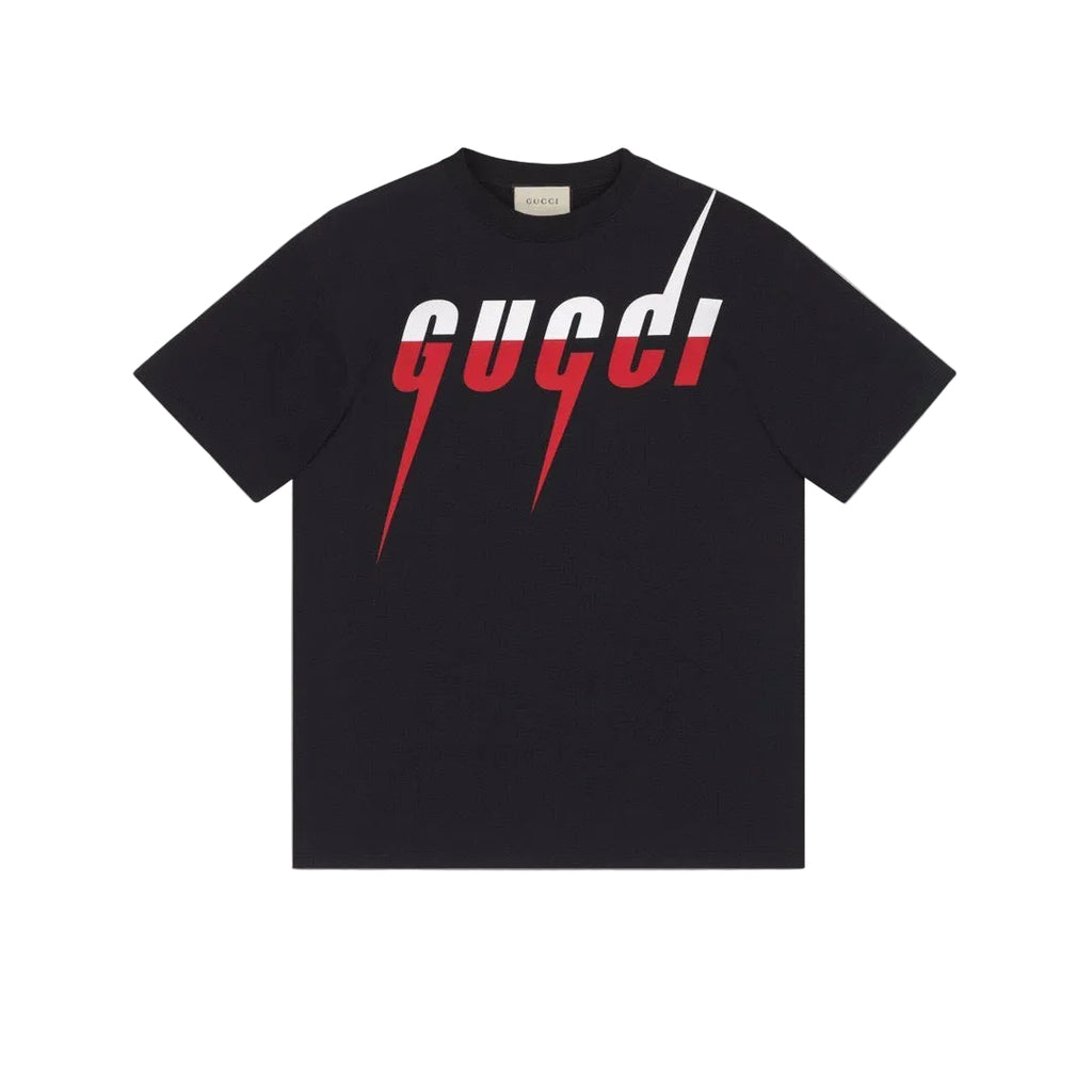T-Shirt Gucci Blade Logo Bianco e Rosso - Nero