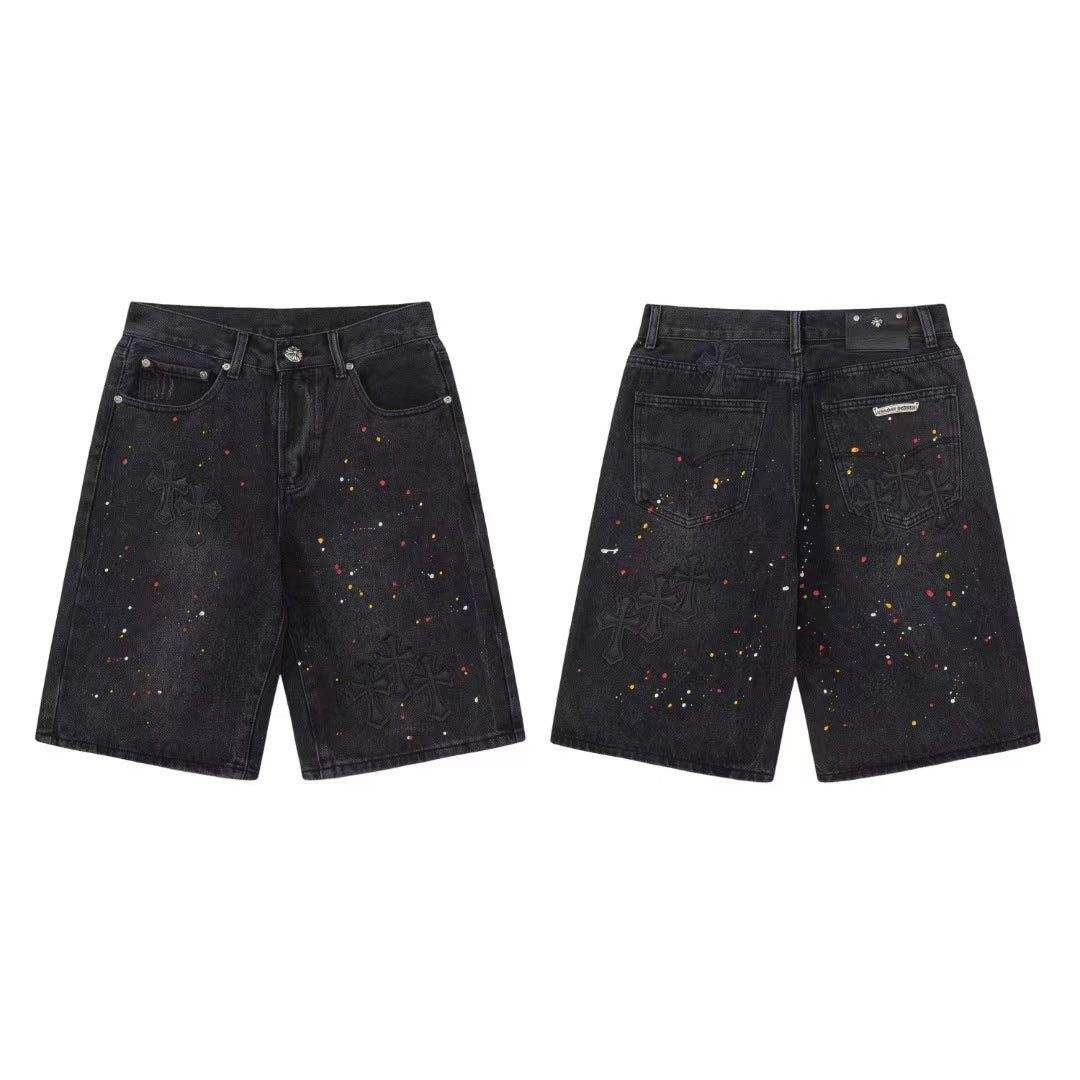 Chrome Hearts Cross Patch Denim Shorts
