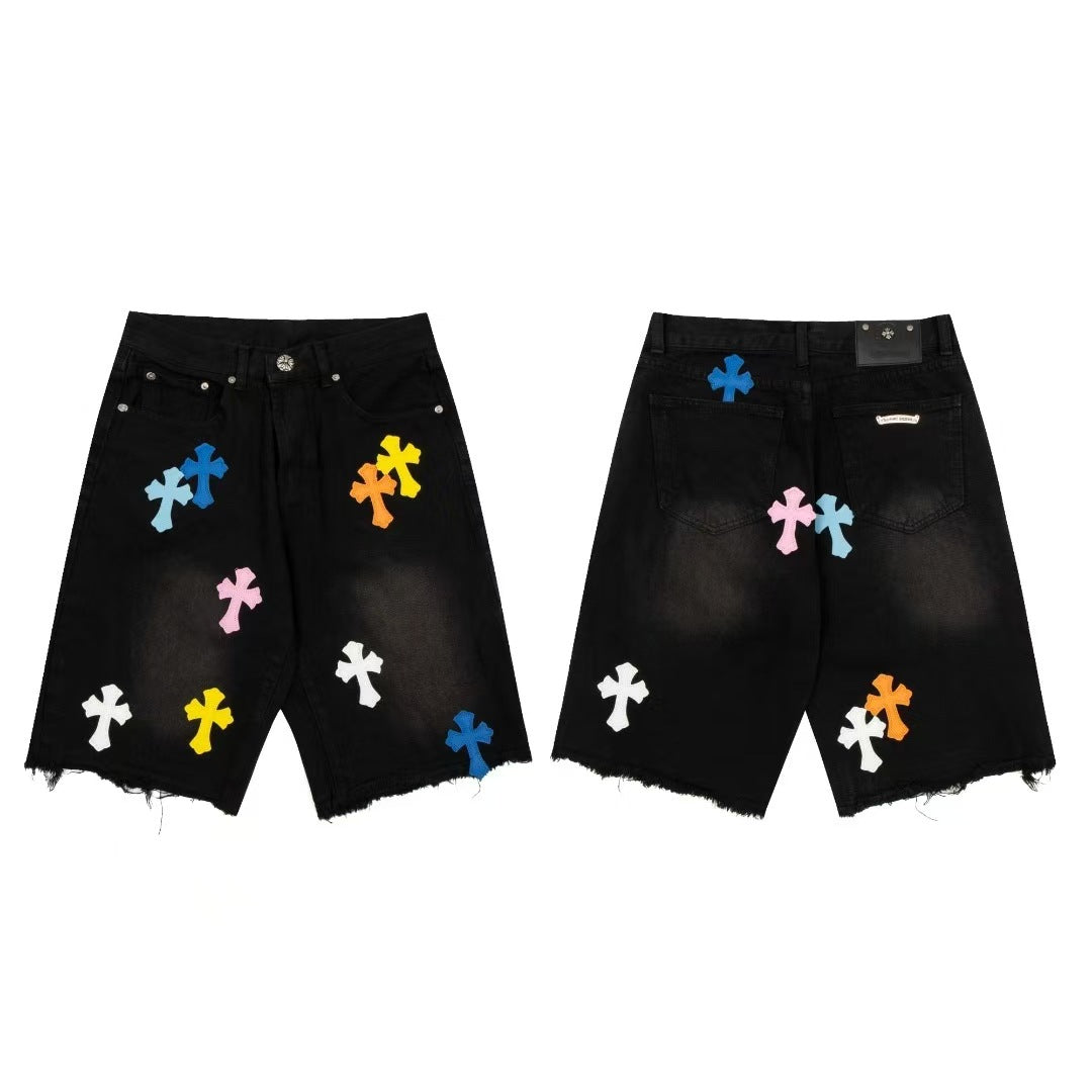 Chrome Hearts Cross Patch Denim Shorts