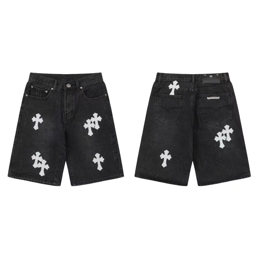 Chrome Hearts Cross Patch Denim Shorts