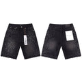 Purple  Palm Tree Crystal Denim Shorts
