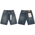 Purple  Sunburst Crystal Denim Shorts