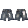 Purple Linear Ray Crystal Denim Shorts