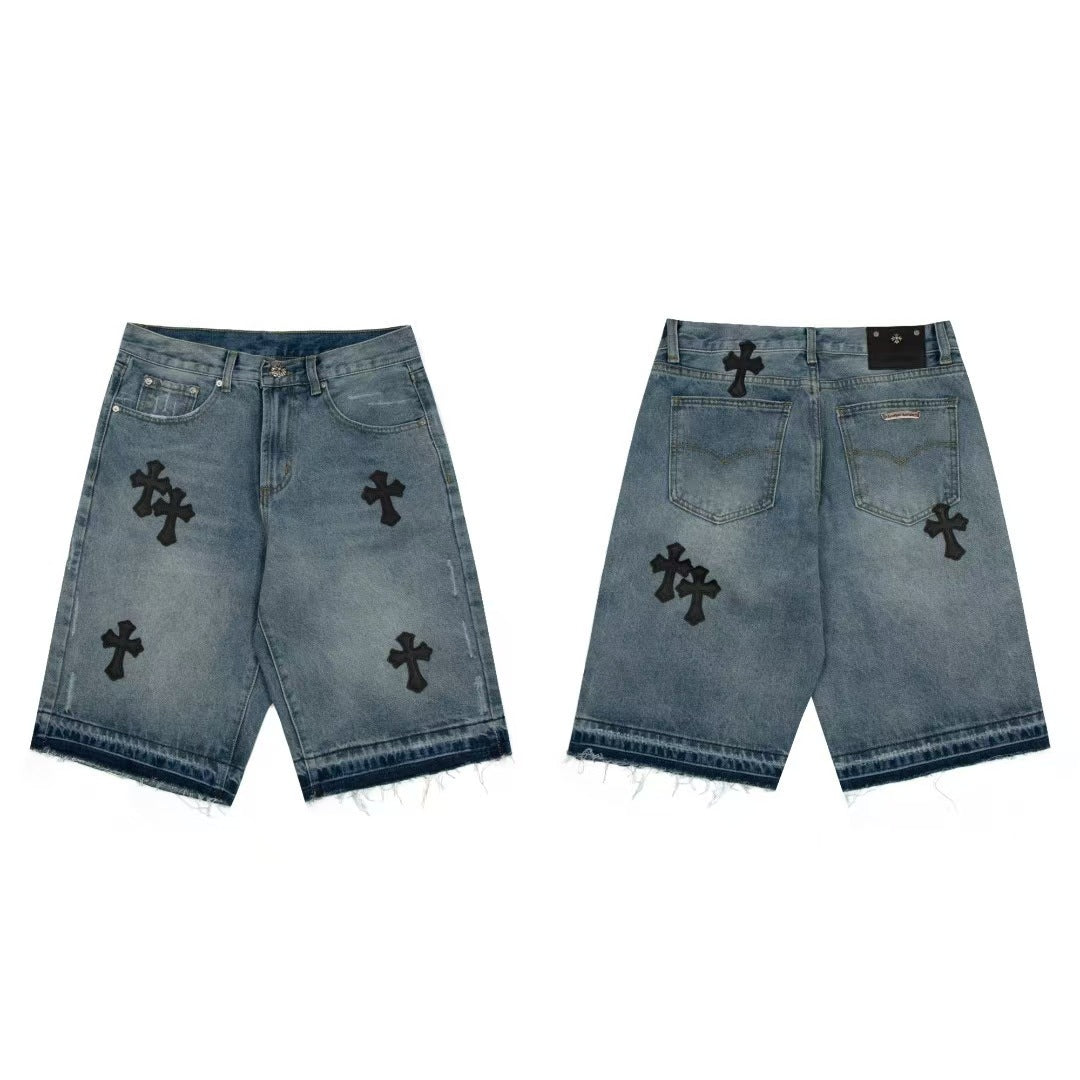 Chrome Hearts Cross Patch Denim Shorts