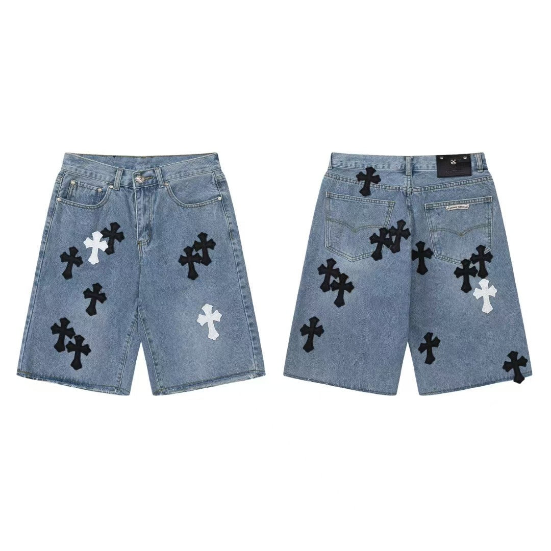 Chrome Hearts Cross Patch Denim Shorts