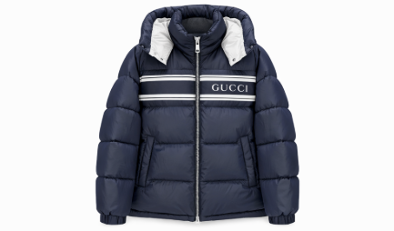 Giubbotto Gucci Piumino Logo e Strisce - Blu Navy/Nero