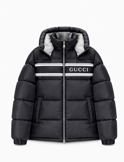 Giubbotto Gucci Piumino Logo e Strisce - Blu Navy/Nero