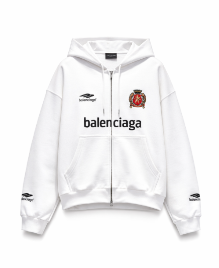 Felpa Balenciaga Bianca con Cappuccio e Zip