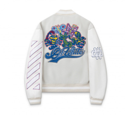 Giacca Off-White Varsity Patch Colorati - Bianco