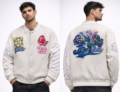 Giacca Off-White Varsity Patch Colorati - Bianco