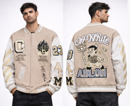 Giacca Off-White AC milan Varsity Patch A-Lon - Beige/Bianco