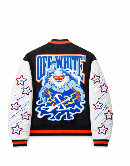 Giacca Off-White Varsity Stelle Rosse Tigre - Nero/Bianco