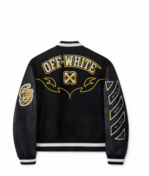 Giacca Varsity Off-White Ricami Oro 23