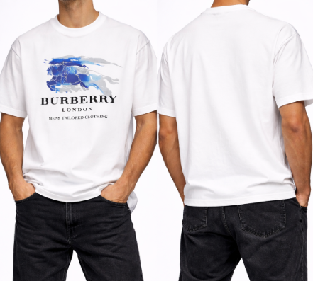 T-Shirt Burberry Cavaliere Equestre Blu - Bianco