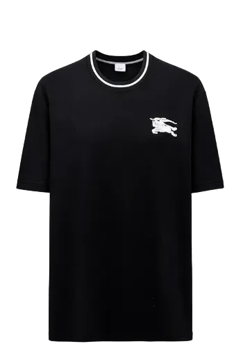 T-Shirt Nera con Logo Ricamato