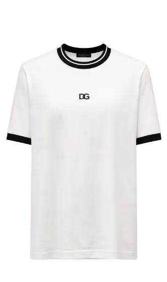 Maglia Bianca Classic DG con Bordini a Contrasto