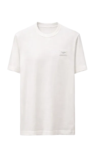 T-Shirt con Placchetta Logo sul Petto - Nero e Bianco