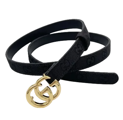 Cintura Gucci GG – Nera con Fibbia Dorata