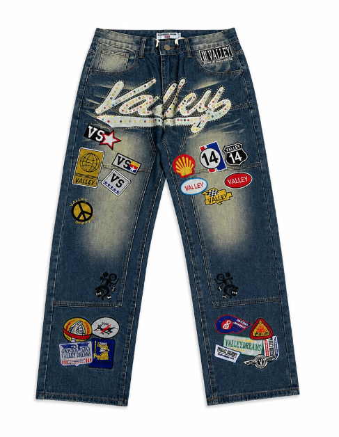 Valley Dreams Patch Jeans — Washed Blue