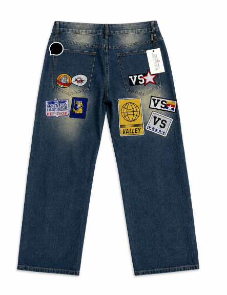 Valley Dreams Patch Jeans — Washed Blue