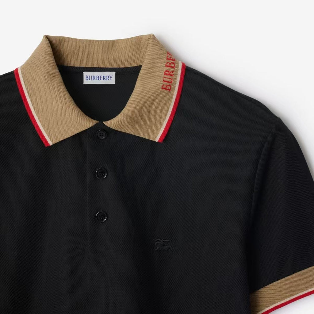 Polo Burberry Collerette Beige Détails Rouges - Noir