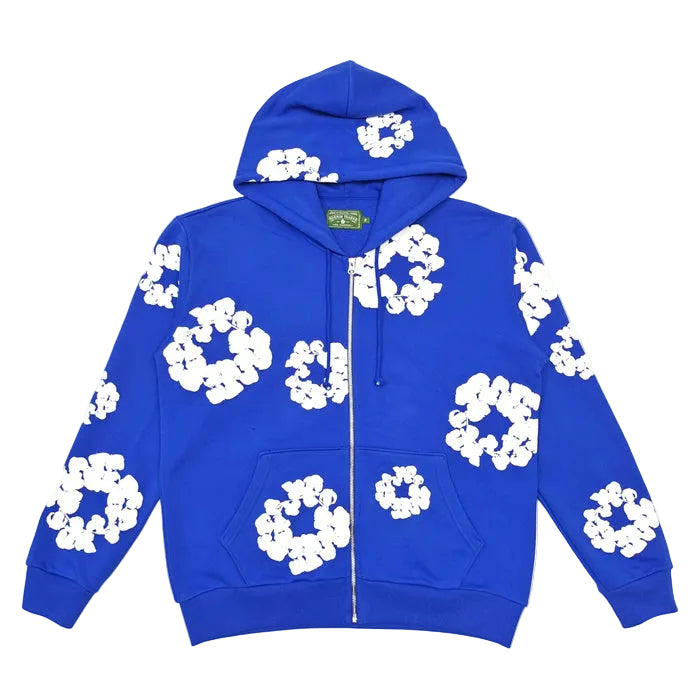 Denim Tears Cotton Wreath Zip Hoodie — Blue