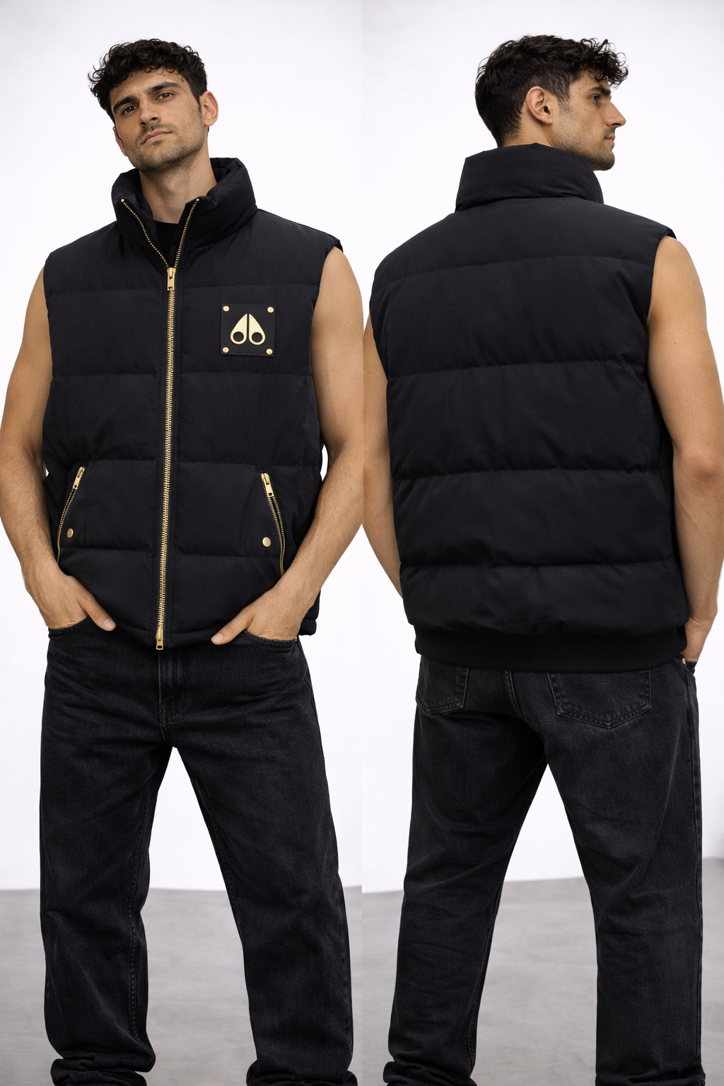 Gilet Piumino Moose Knuckles Zip Oro - Nero