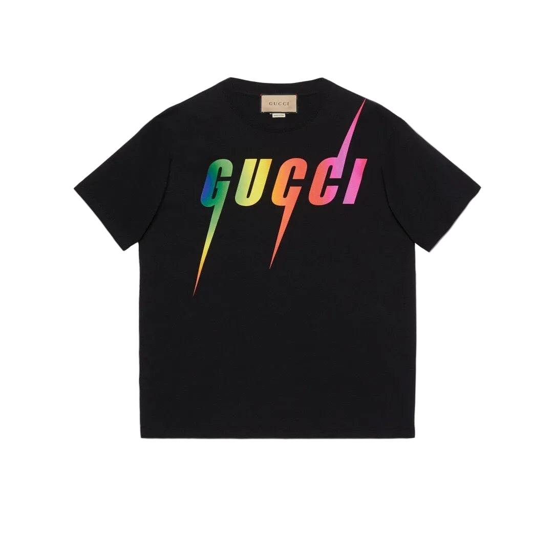 T-Shirt  Logo Rainbow Multicolore Fulmini - Nero