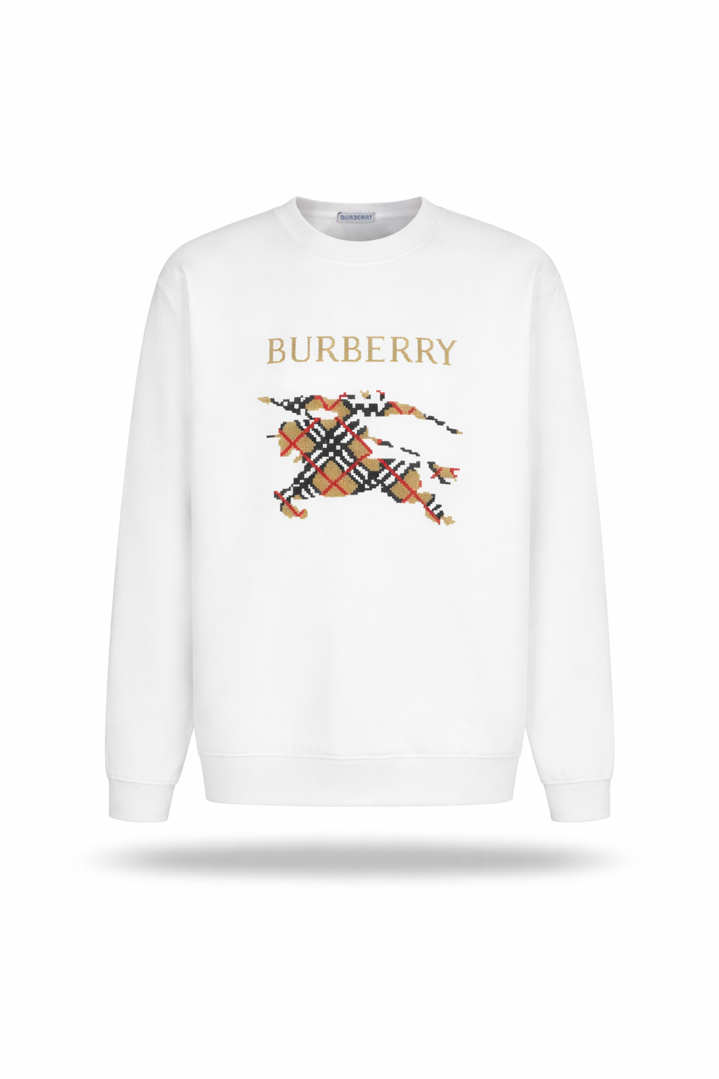 Felpa Burberry Cavaliere Equestre Check - Bianco
