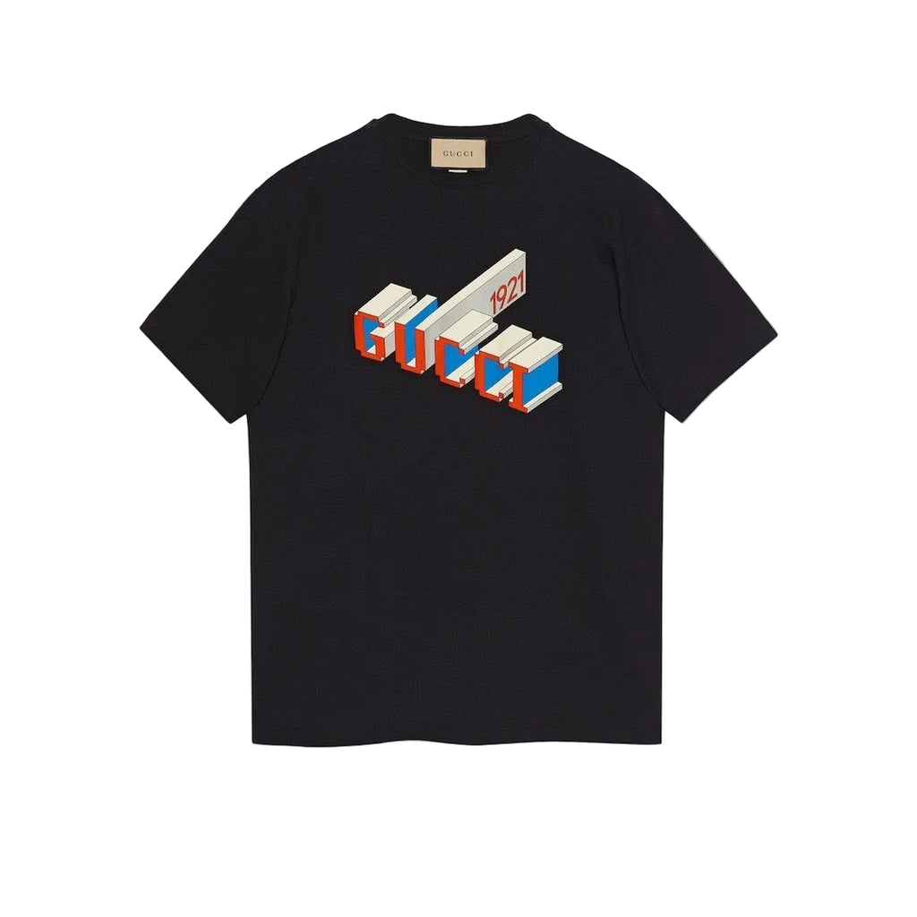 T-Shirt Gucci 1921 Logo 3D Rosso Blu - Nero