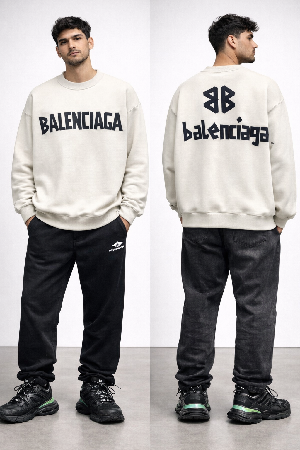 Felpa Balenciaga Logo Bianco - Nero