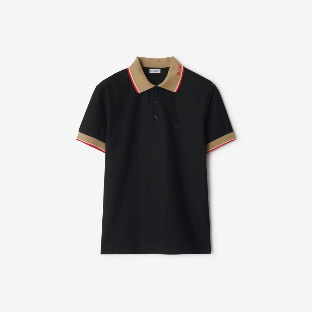 Polo Burberry Collerette Beige Détails Rouges - Noir