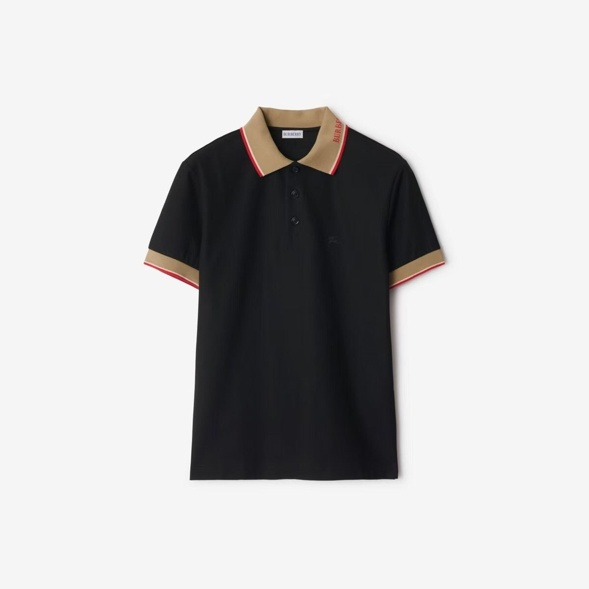 Polo Burberry Colletto Beige Dettagli Rossi - Nero