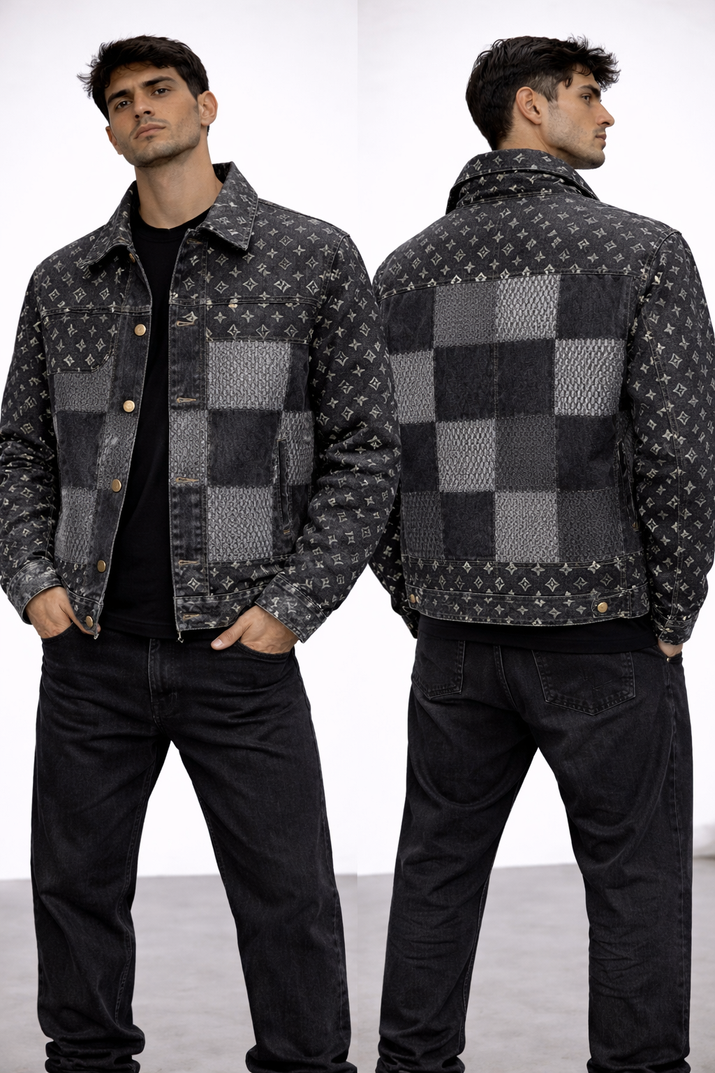 Giacca LV Monogram Scacchiera - Nero/Grigio
