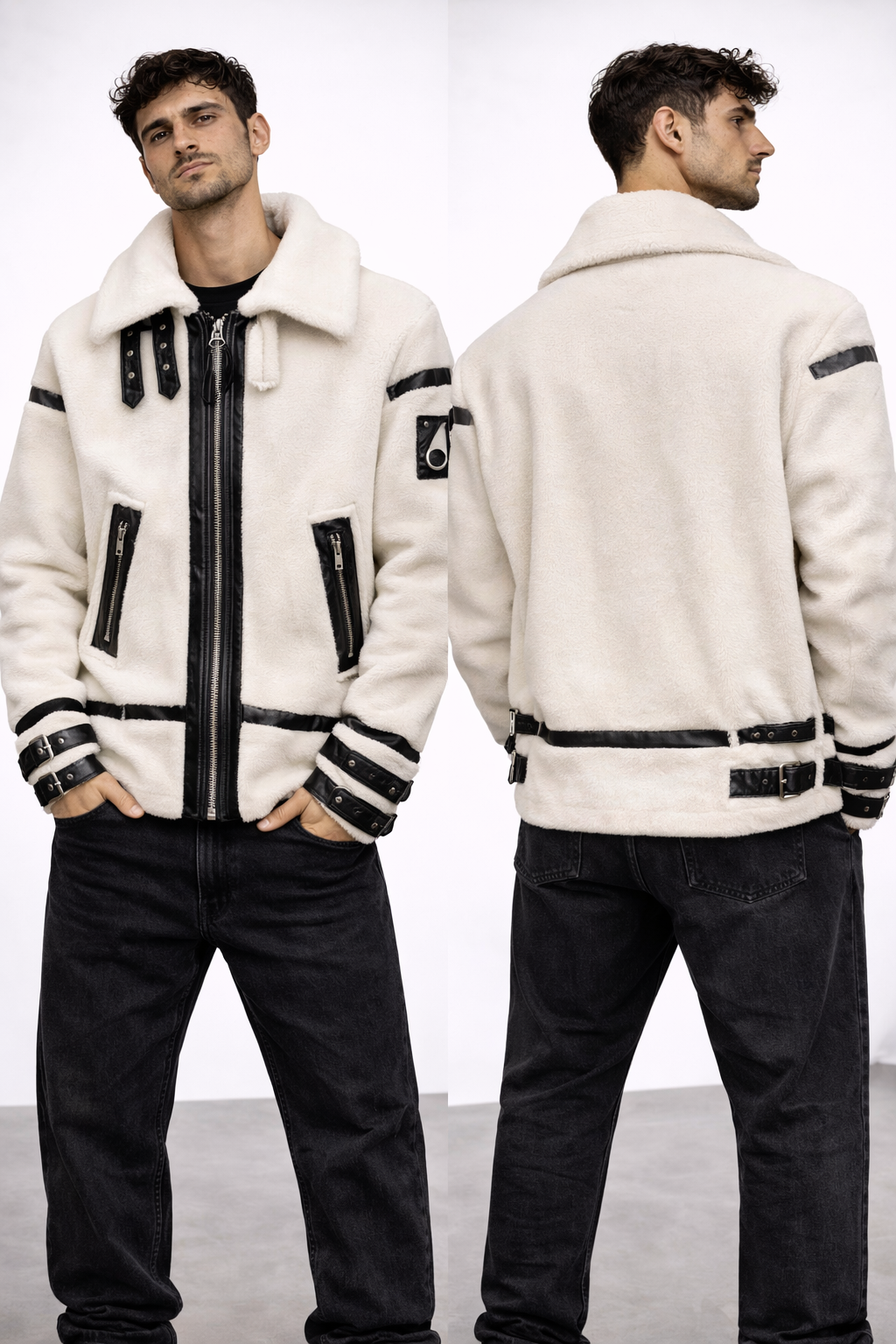 Giacca Aviatore Moose Knuckles Montone - Bianco/Nero