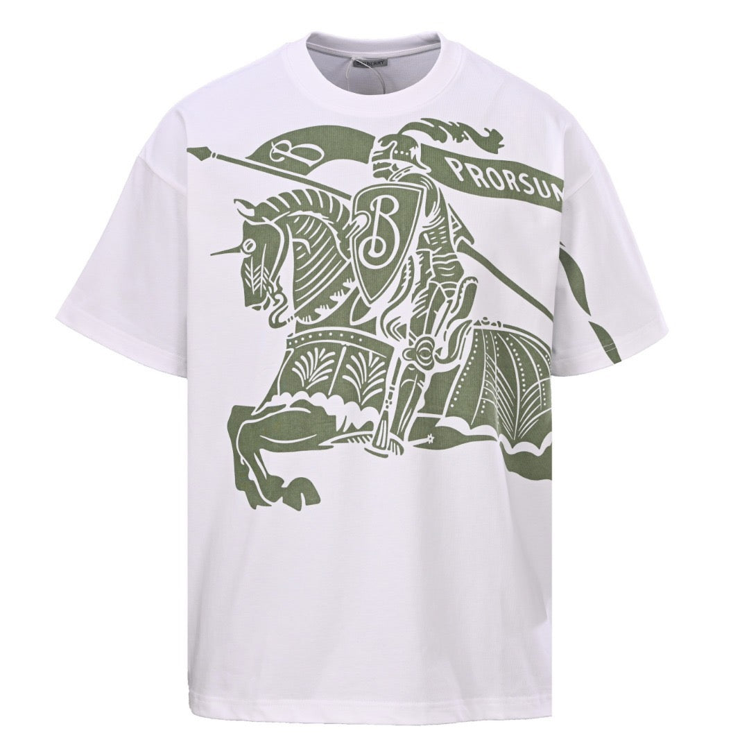 Burberry Equestrian Knight Oversized T-Shirt – White/Ivy